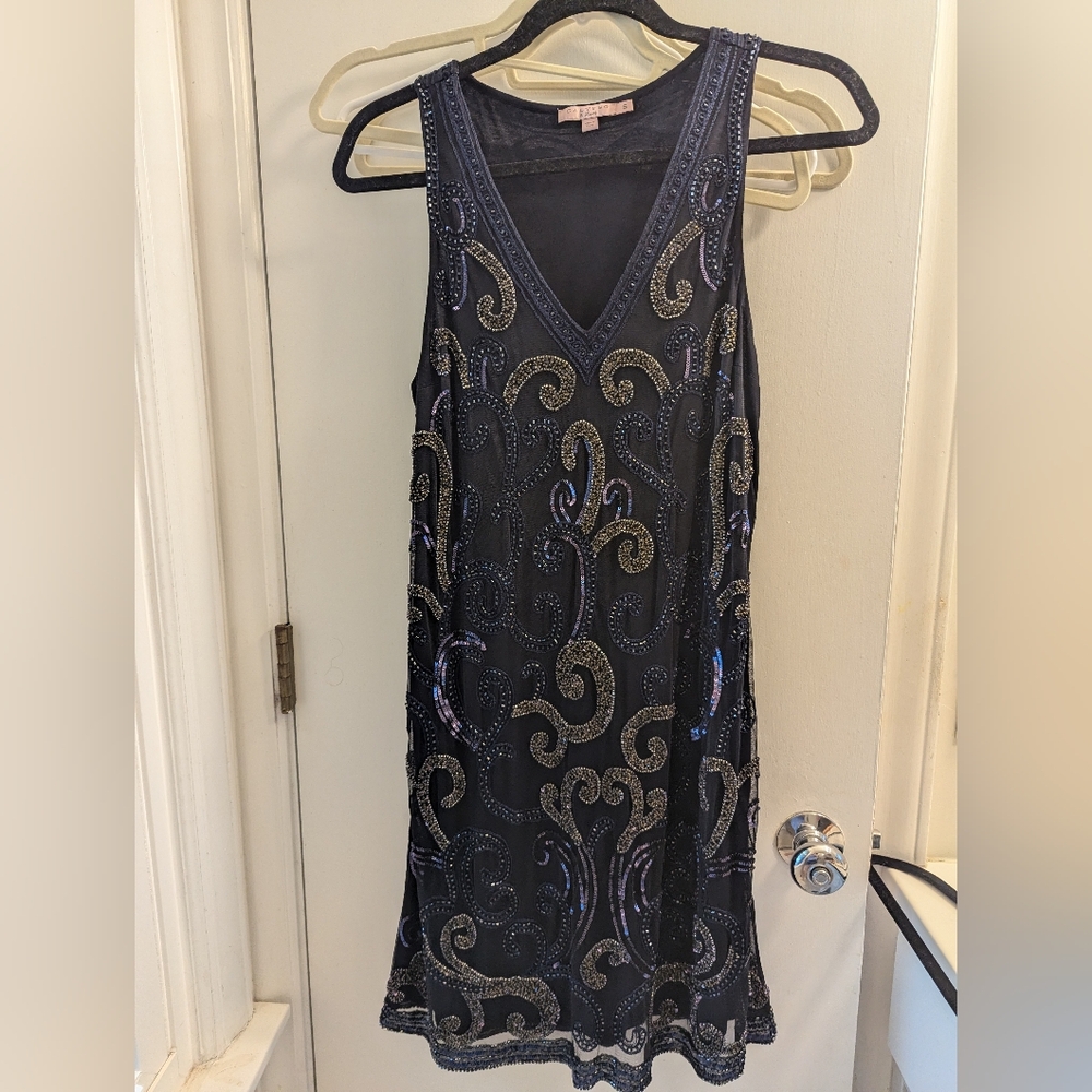 Calypso Navy Tulle beaded dress
